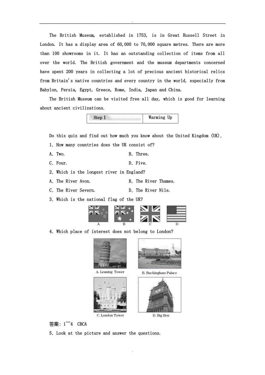 人教版高中英语必修5教师用书：Unit 2 Section_Ⅰ Warming Up - Reading — Pre-reading (含答案)_第2页