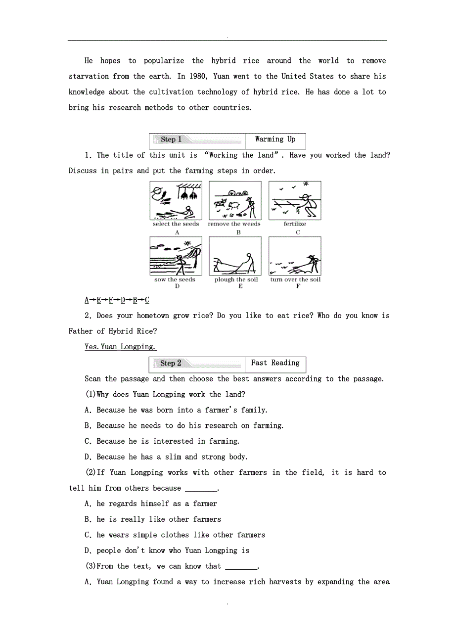 人教版高中英语必修4教师用书：Unit 2 Section_Ⅰ Warming Up - Reading — Pre-reading (含答案)_第2页