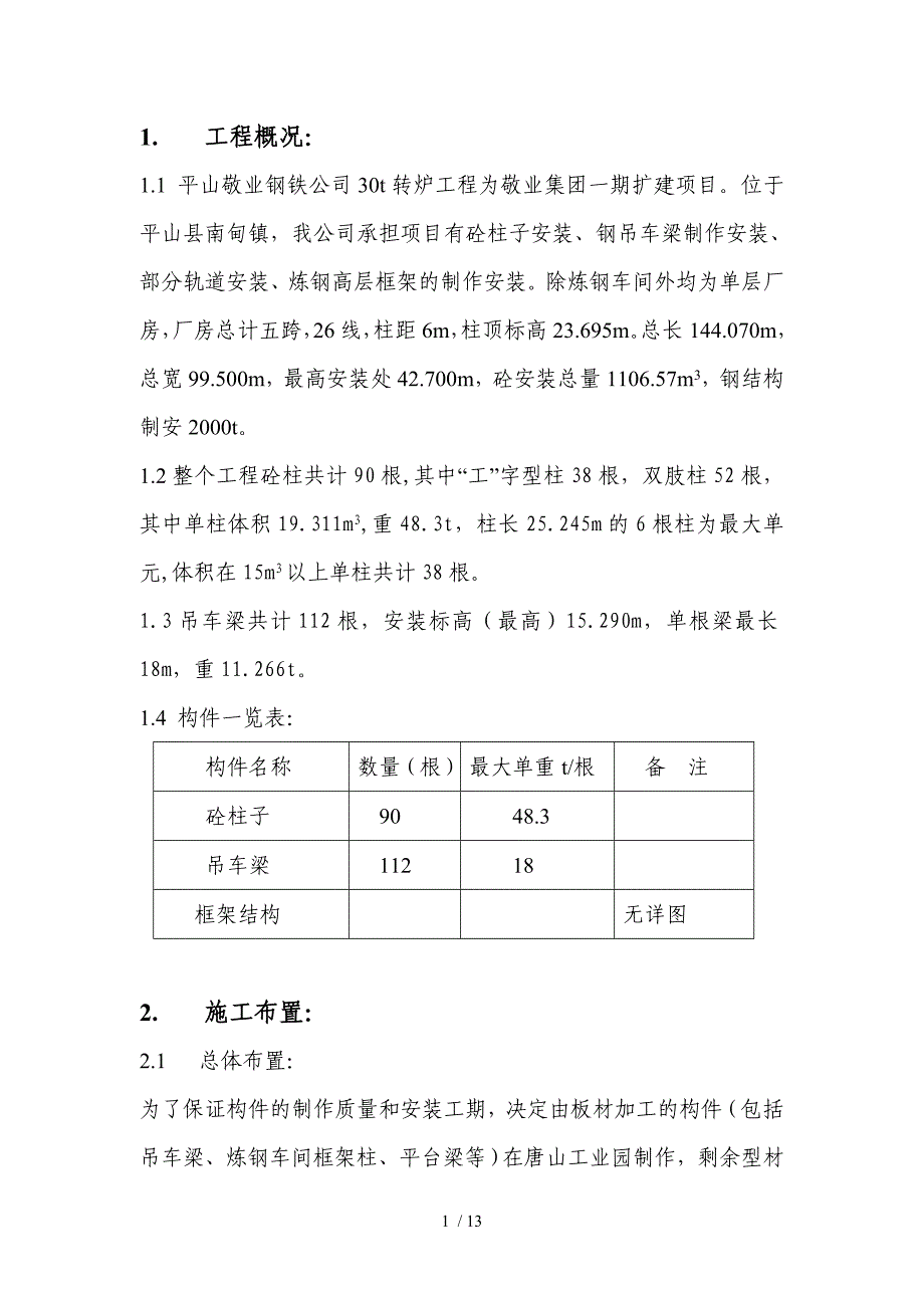 平山转炉施工方案_第1页