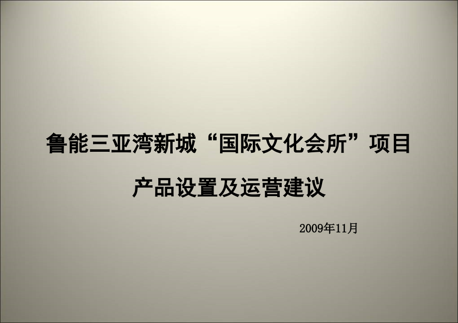 某国际文化会所项目产品建议_第1页