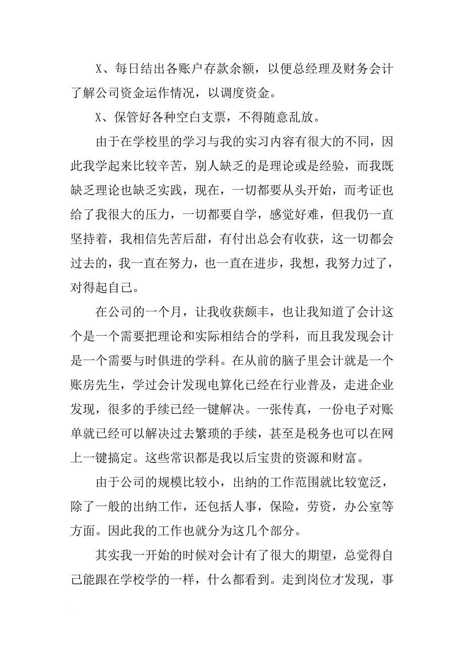 出纳会计实习总结3000字[范本]_第5页