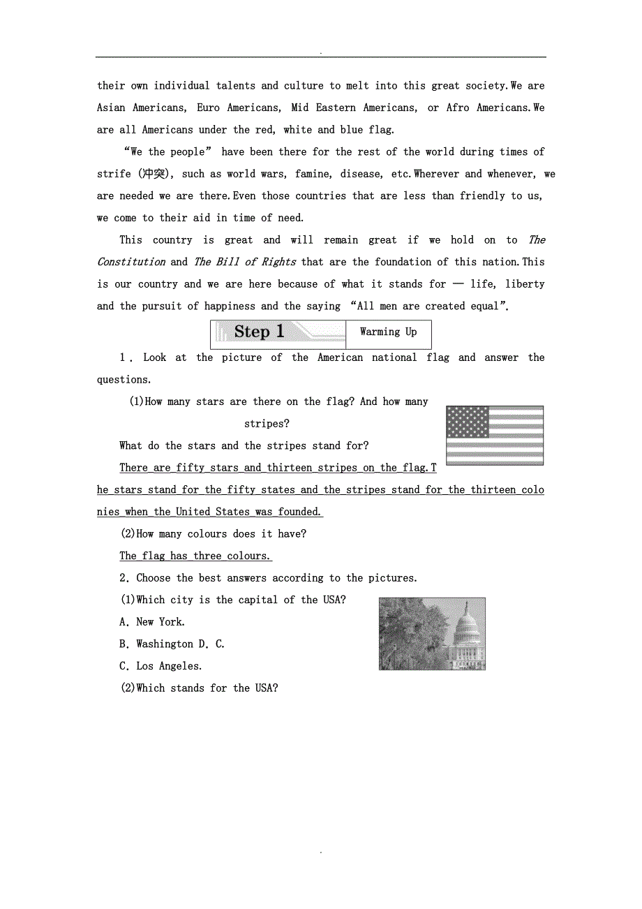 人教版高中英语选修8教师用书：Unit 1 Section_Ⅰ Warming Up - Reading — Pre-reading(含答案)_第2页