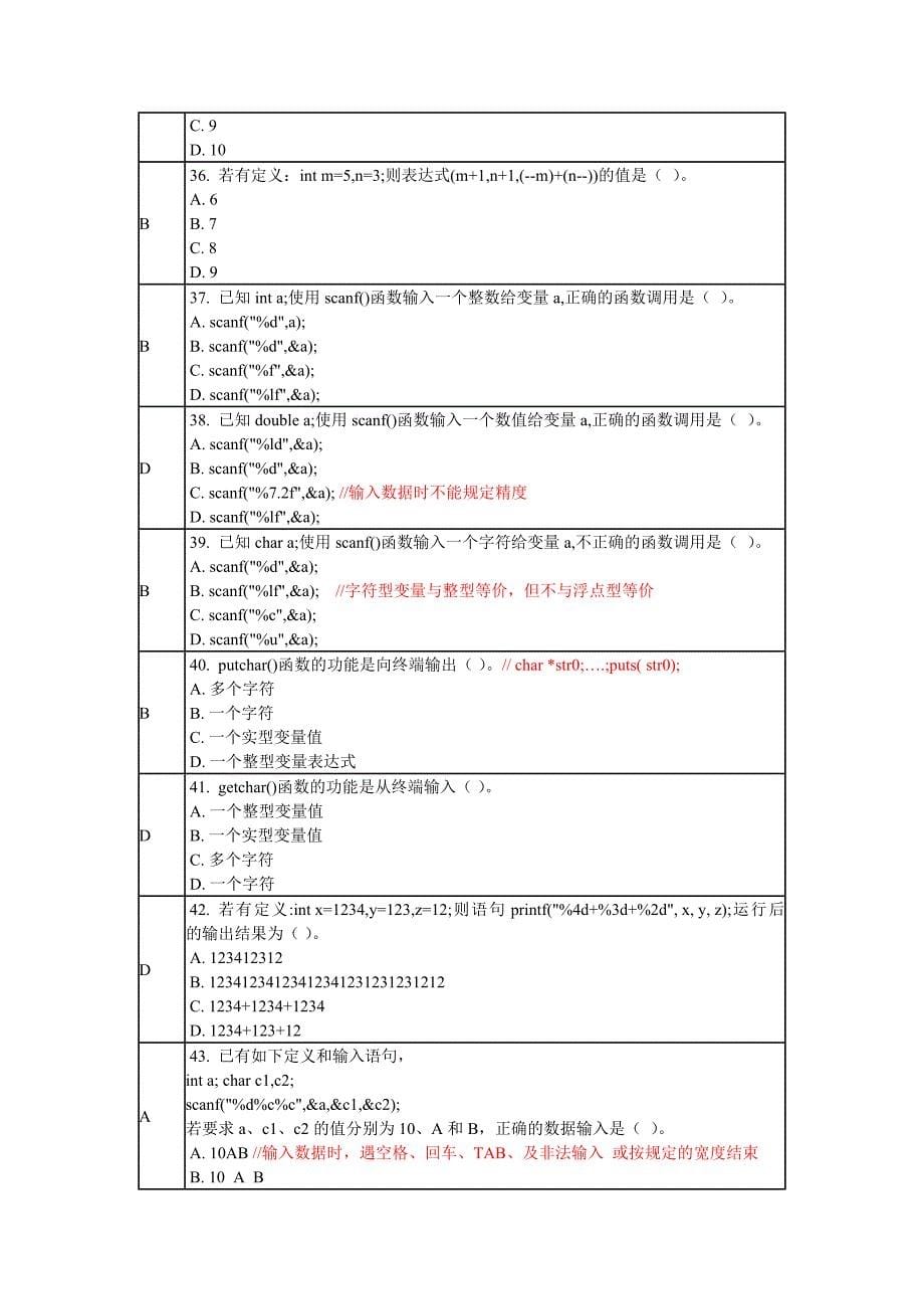 福建省高等学校计算机等级考试(二级C语言)选择题试题库_第5页