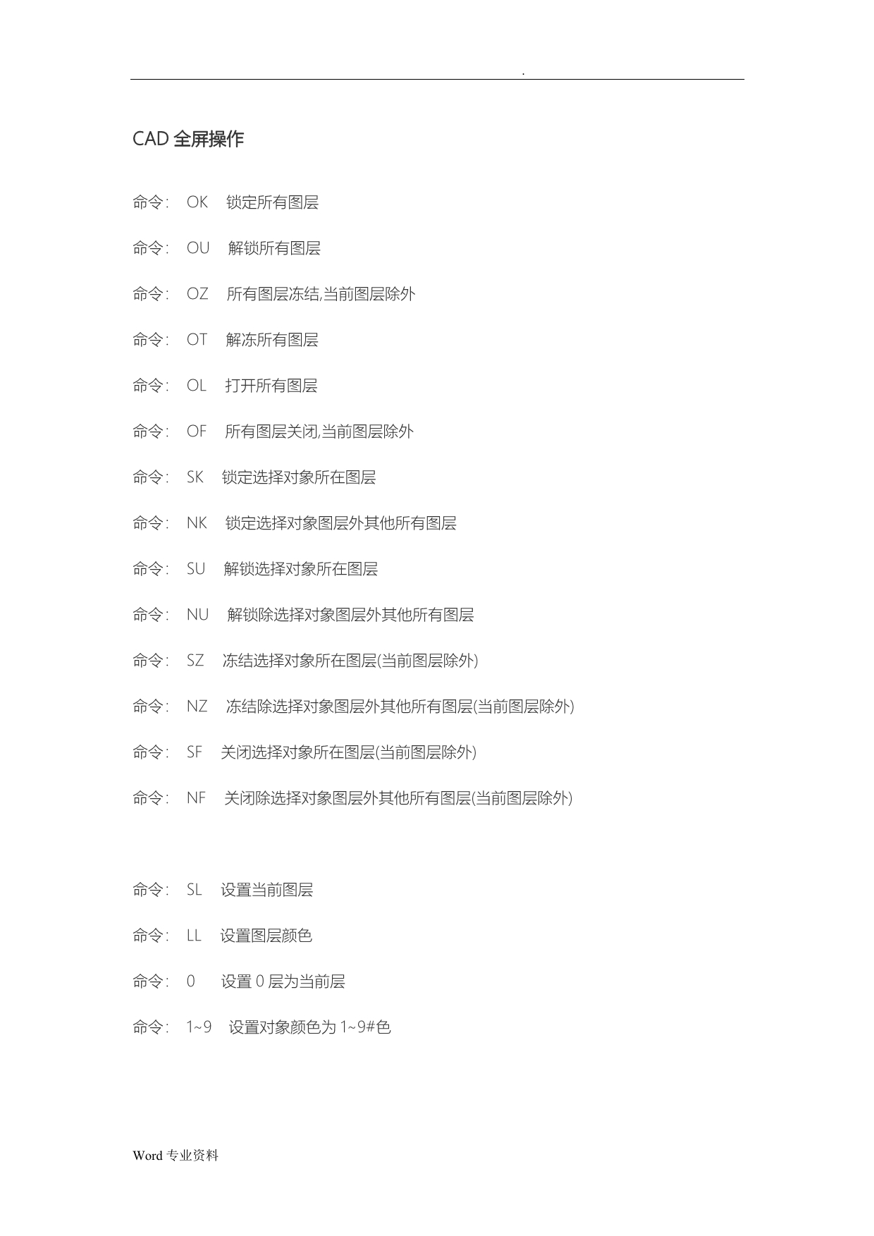 CAD全屏操作命令大全_第1页