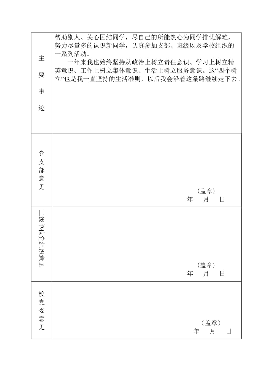 优秀共产党员登记表(空表).doc_第2页
