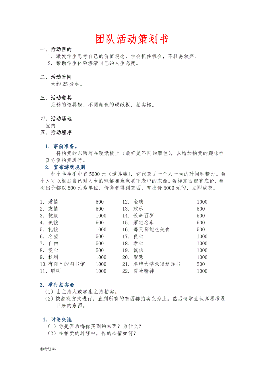 团队活动项目策划书_第1页