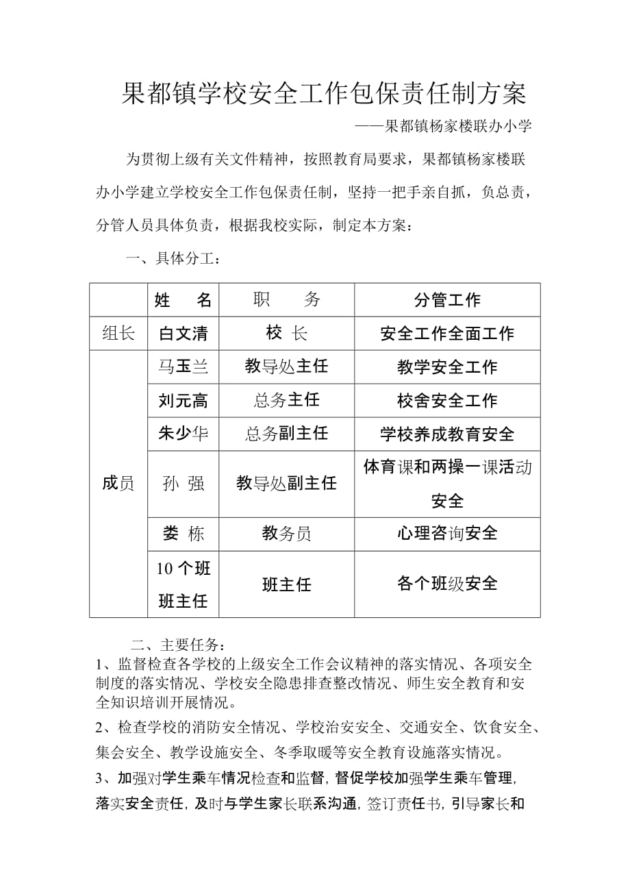 学校安全工作包保责任制方案.doc_第1页