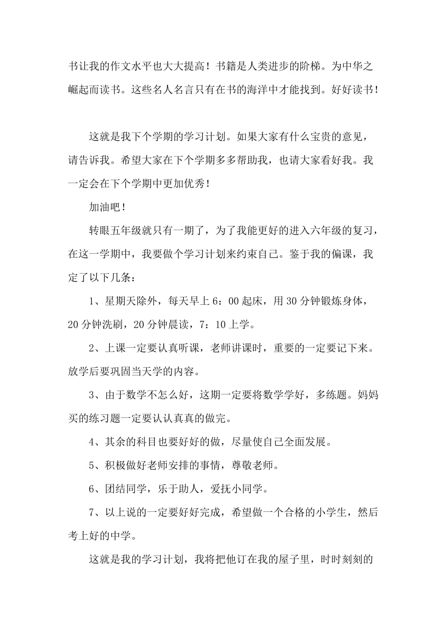 五年级的学习计划范文4篇_第4页