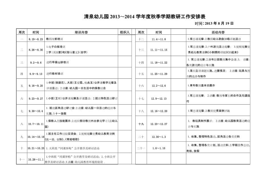 清泉幼儿园2013-2014学年度第一学期教研计划.doc_第1页