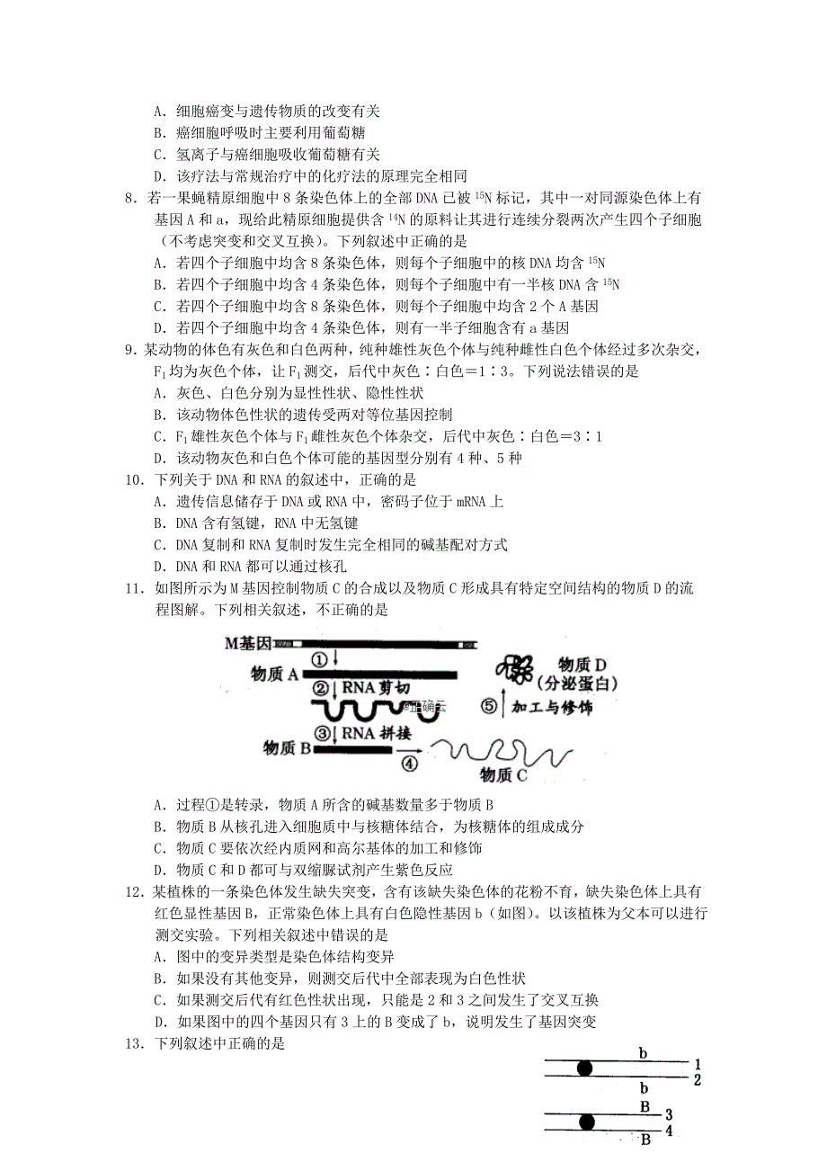 河北省鸡泽县第一中学2020届高三生物上学期末复习试题_第2页