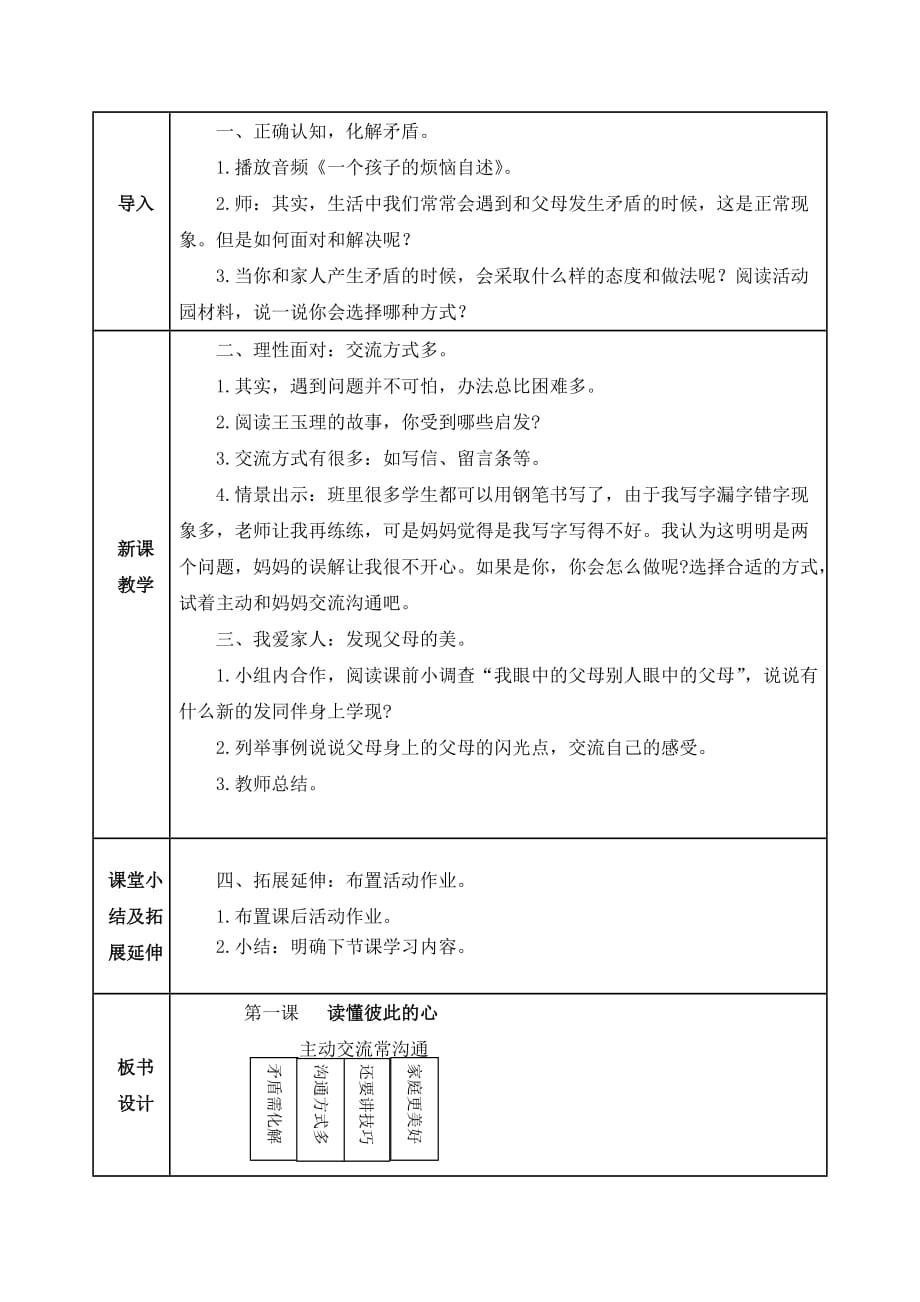 【2020部编版道德与法治五年级下册】1.读懂彼此的心 教案_第3页