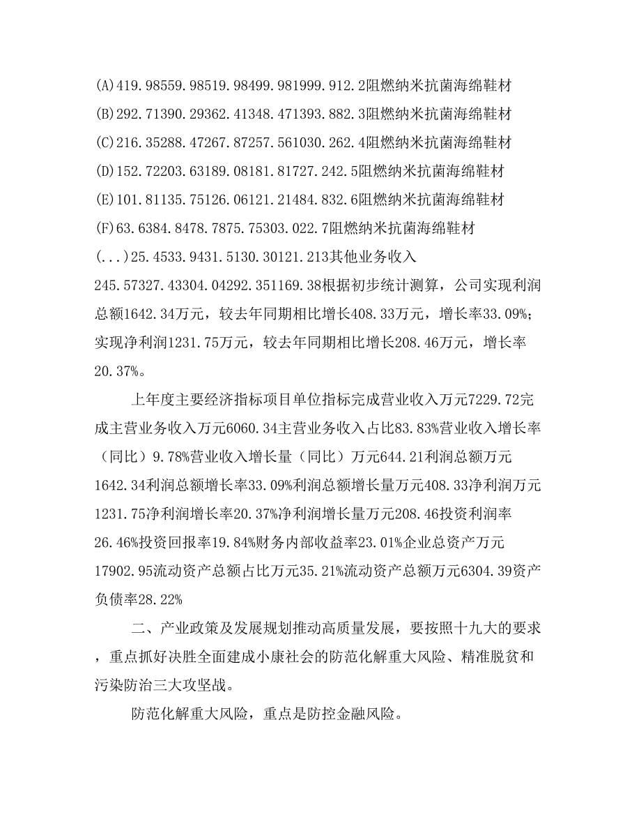 阻燃纳米抗菌海绵鞋材项目商业计划书模板(投资分析及融资分析)_第5页