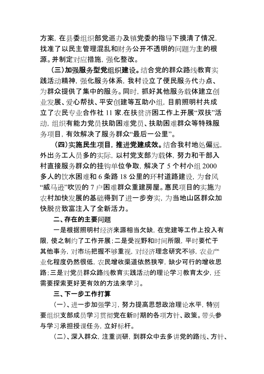 照明村书记抓基层党建工作专项述职报告.doc_第2页