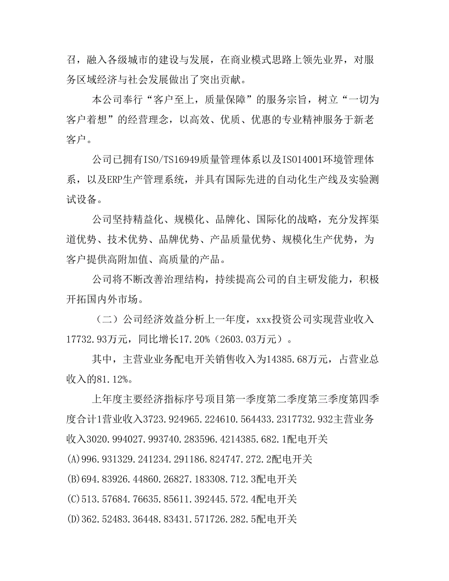 配电开关项目商业计划书模板(投资分析及融资分析)_第4页