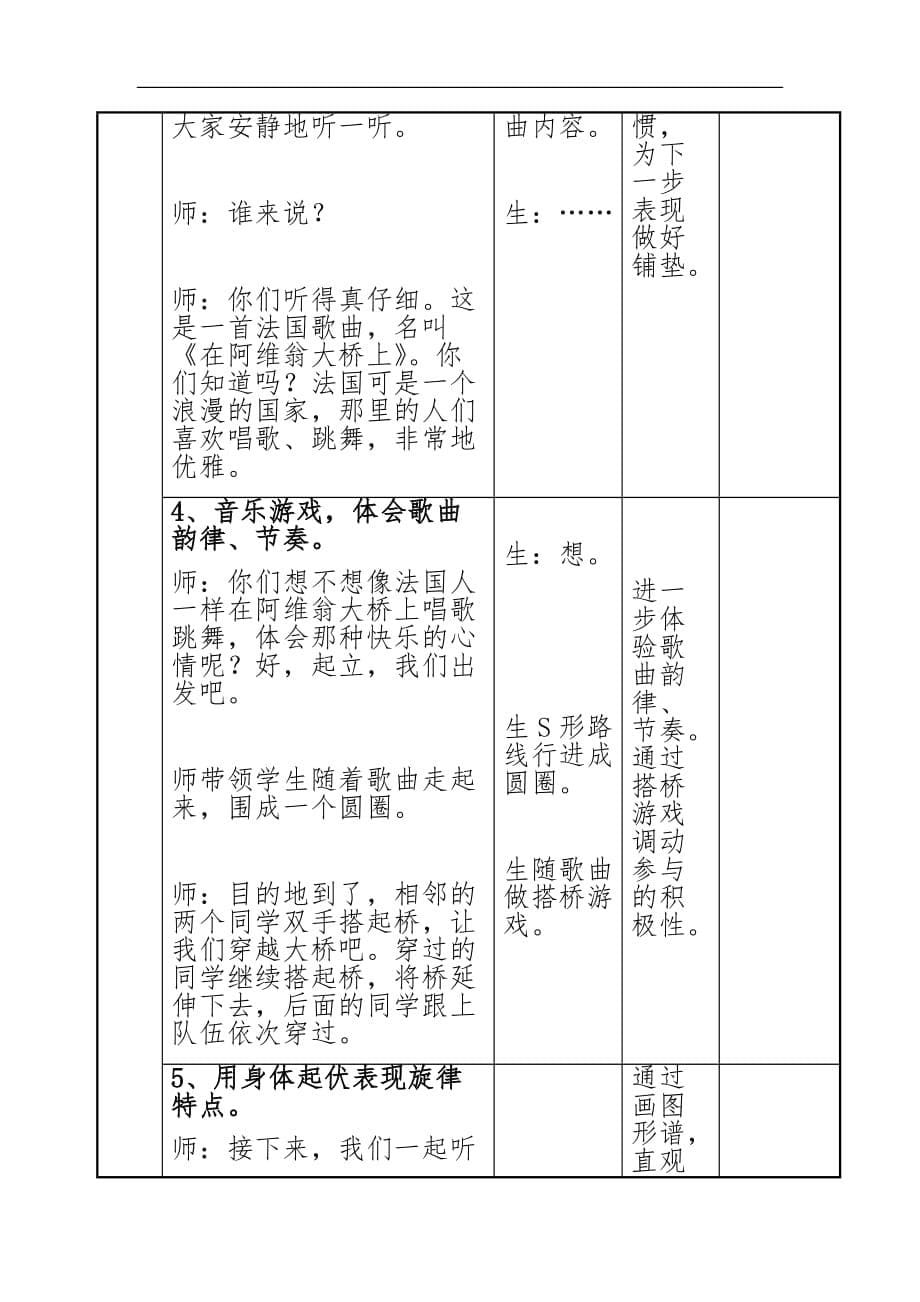 人教版三年级下册音乐教案《在阿维翁大桥上》_第5页