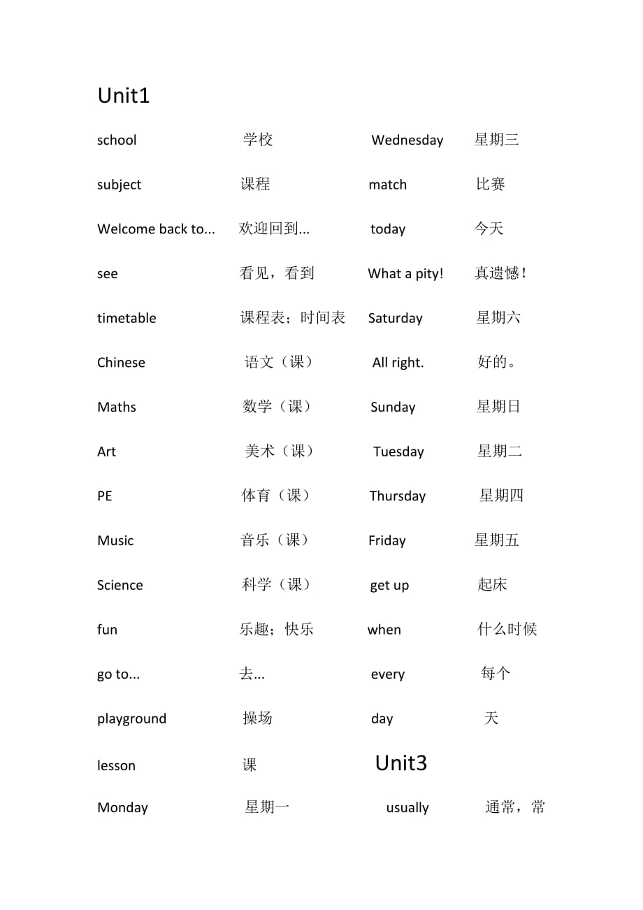 译林版四年级下册单词汇总_第1页