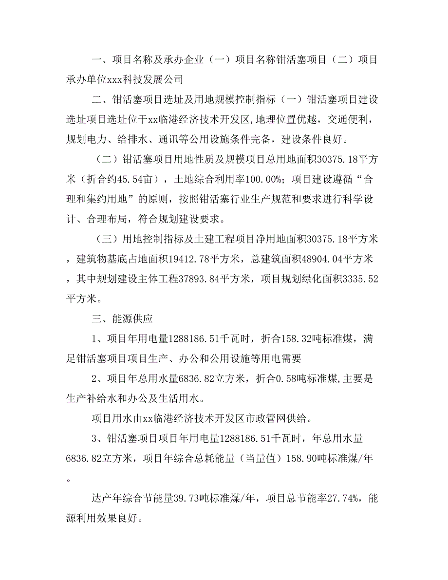 钳活塞项目投资策划书(投资计划与实施方案)_第2页