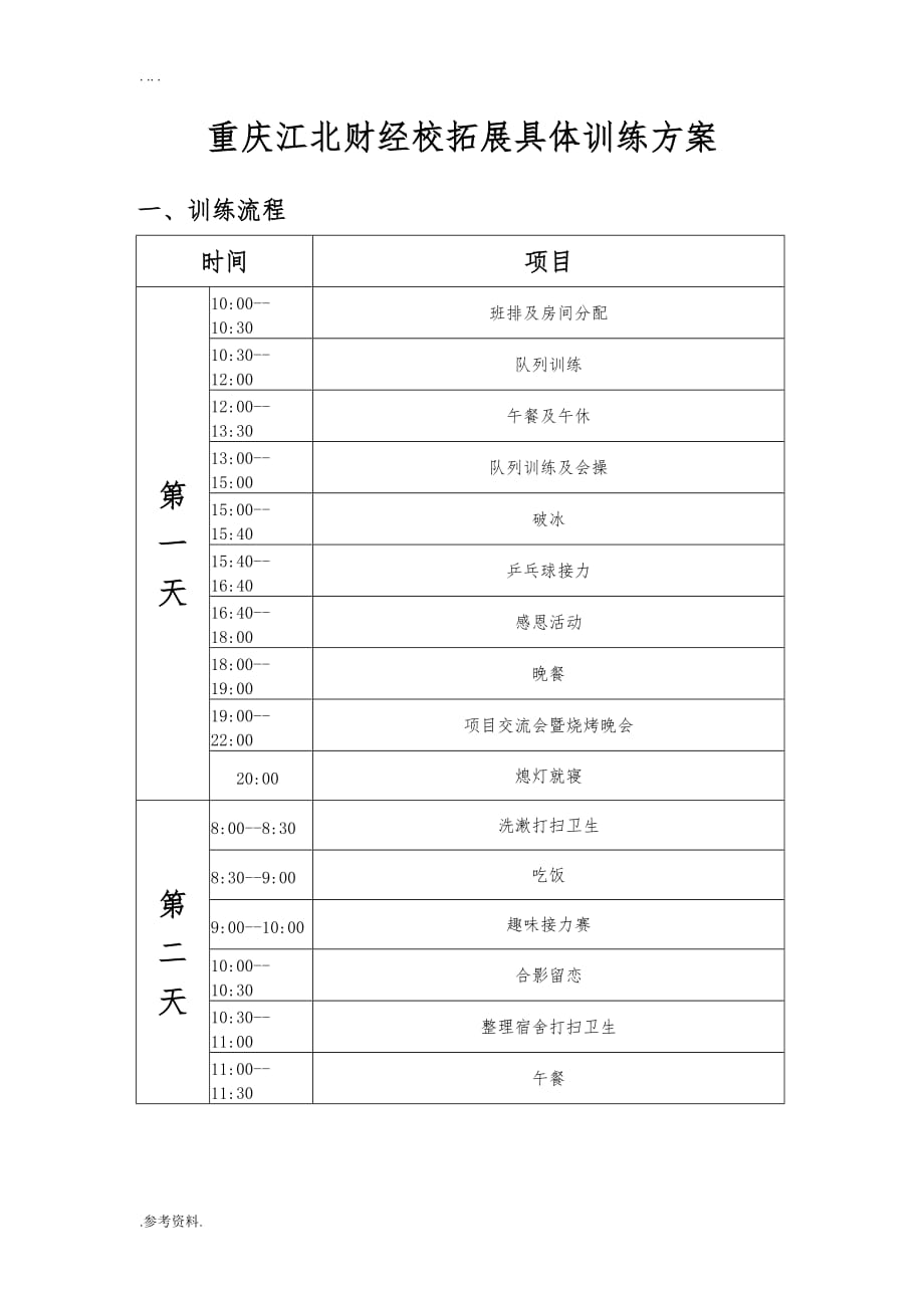 重庆江北财经校拓展具体训练方案_第1页