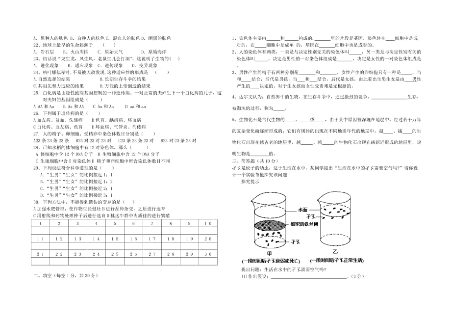 八年级生物下学期期中试卷冀教版.doc_第2页