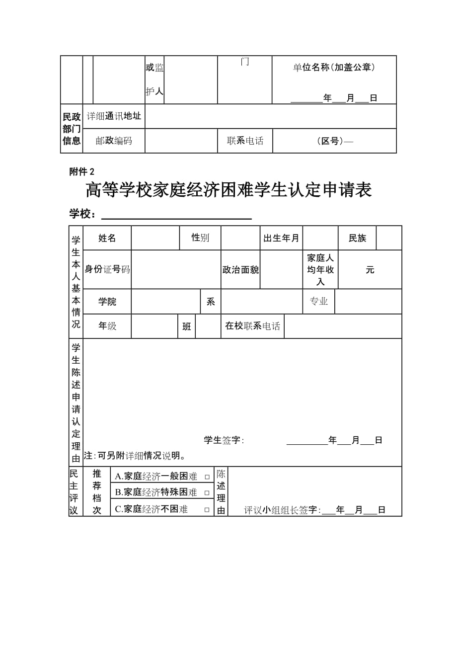 大学生助学贷款家庭贫困生认定表格.doc_第2页