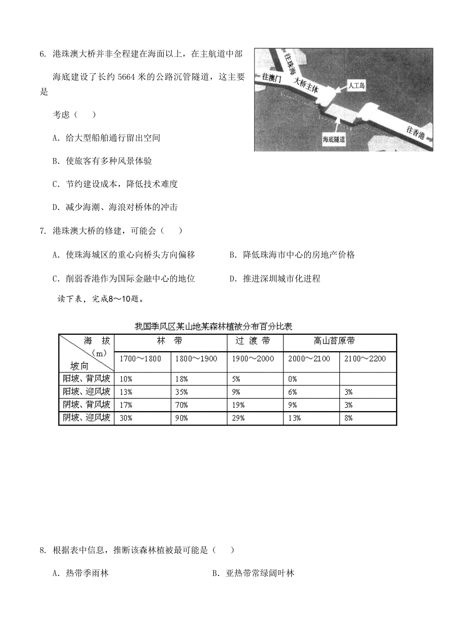 江西省上饶市等六校2018届高三第一次联考文综试卷（含答案）_第3页