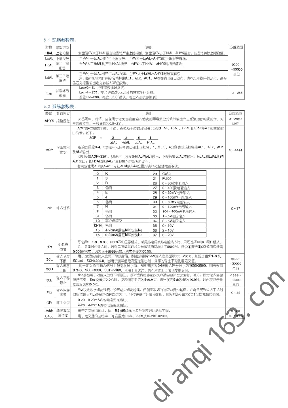 AI-501型智能化测量报警仪表使用说明书--宇电_第4页