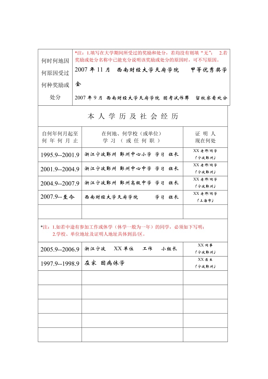高等学校毕业生登记表(填写模板).doc_第4页