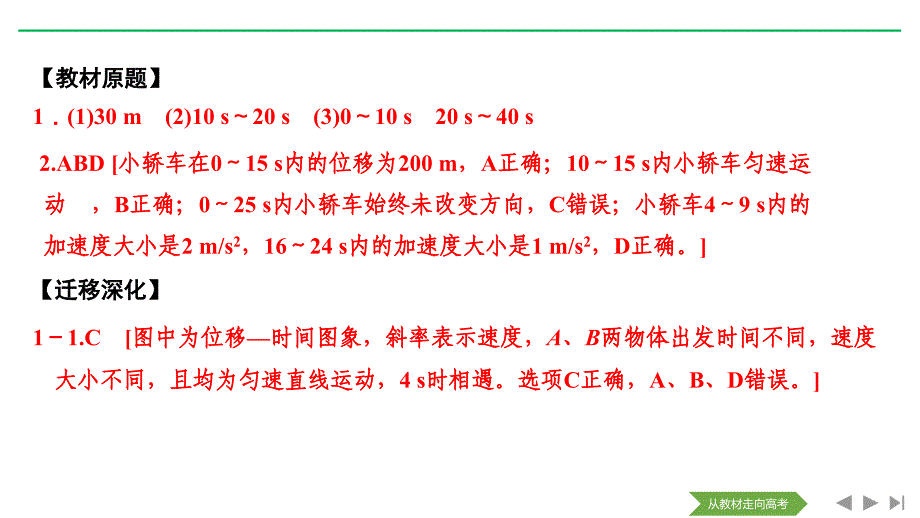 高考物理新设计大一轮人教课件：第一章 运动的描述 匀变速直线运动 从教材走向高考_第4页