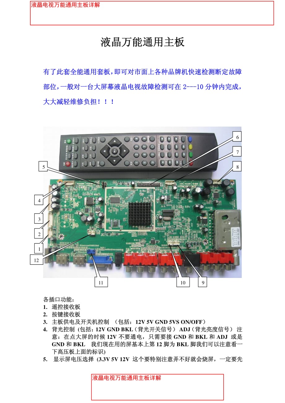 液晶电视万能通用主板详解_第1页