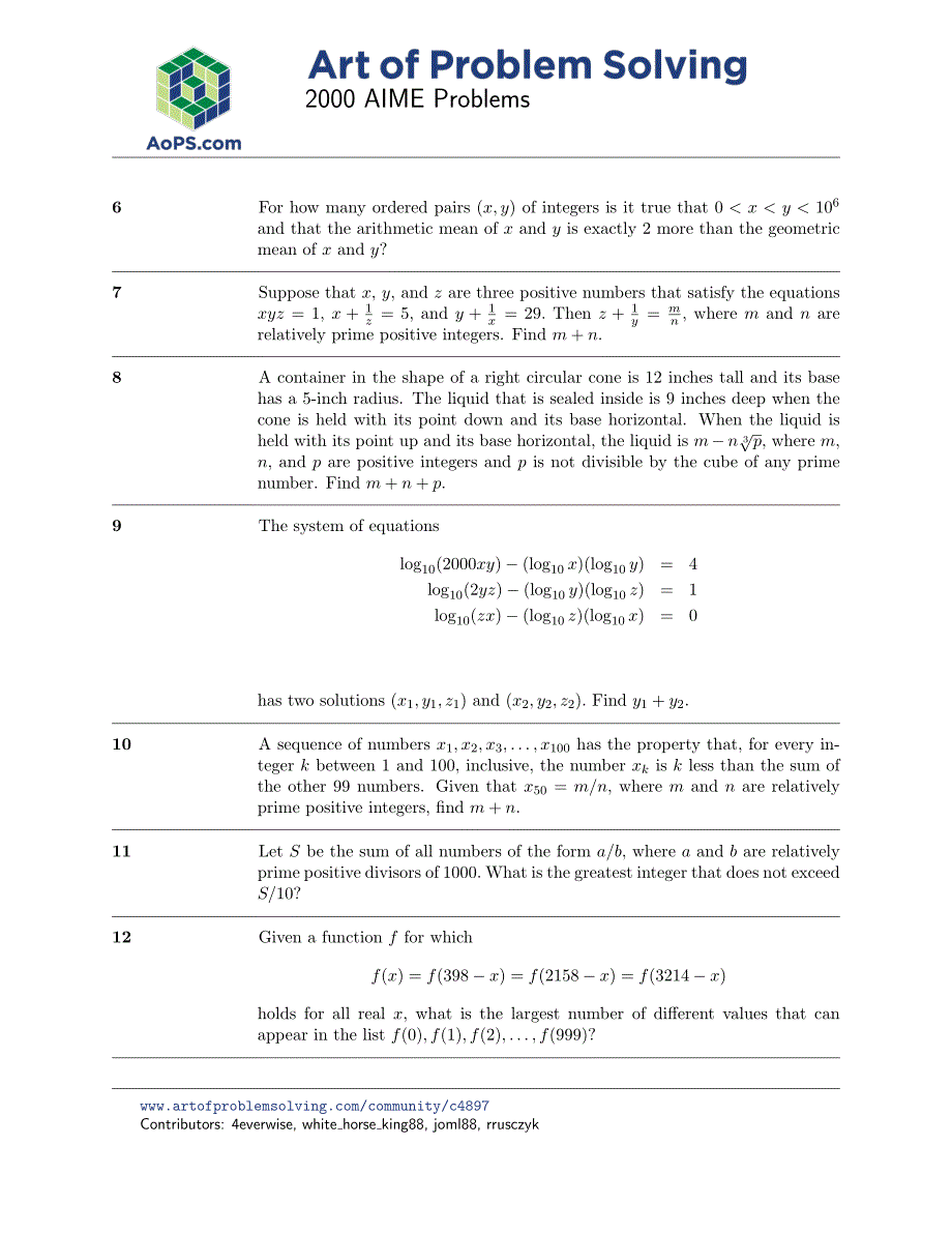 AIME 试题汇编(2000-2015)_第2页