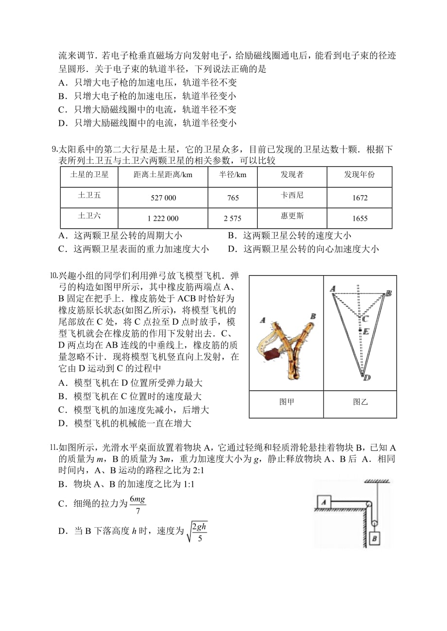 辽宁省沈阳市学校2019届高三联合考试物理试卷（含答案）_第3页