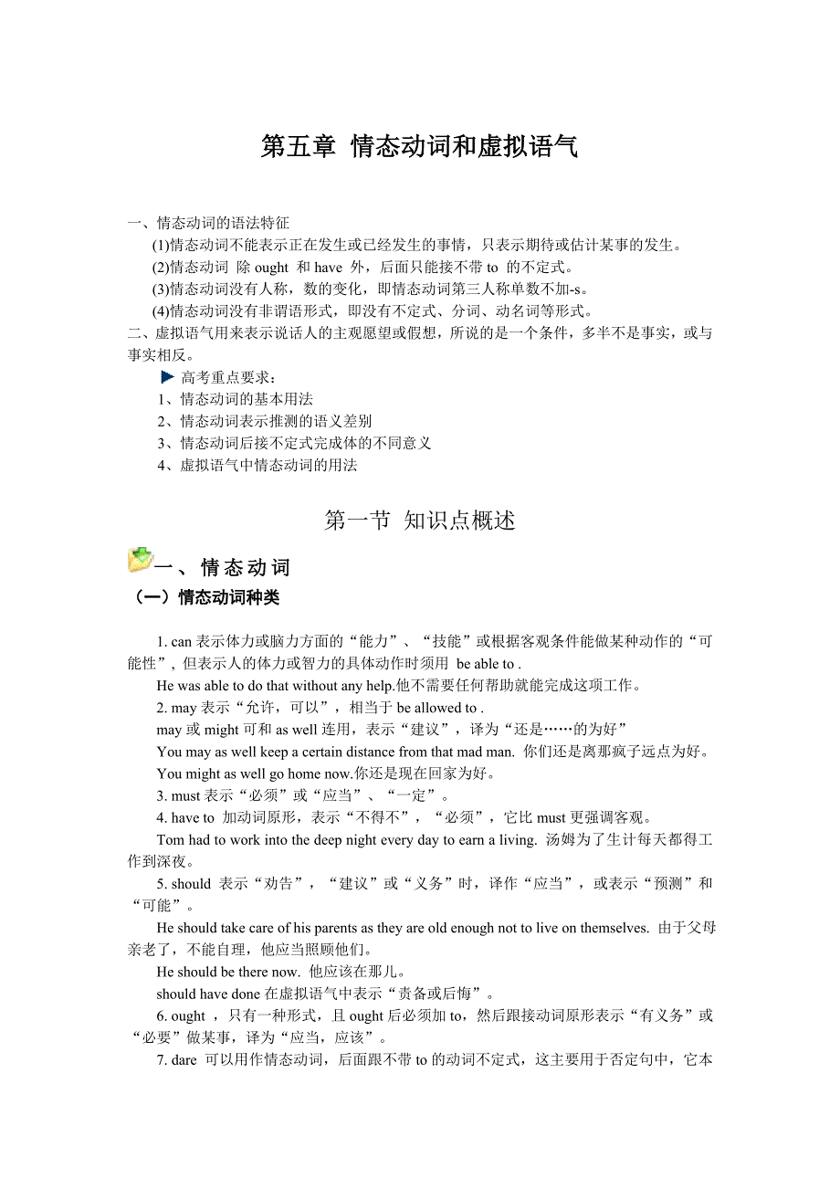 高考情态动词虚拟语气及练习_第1页