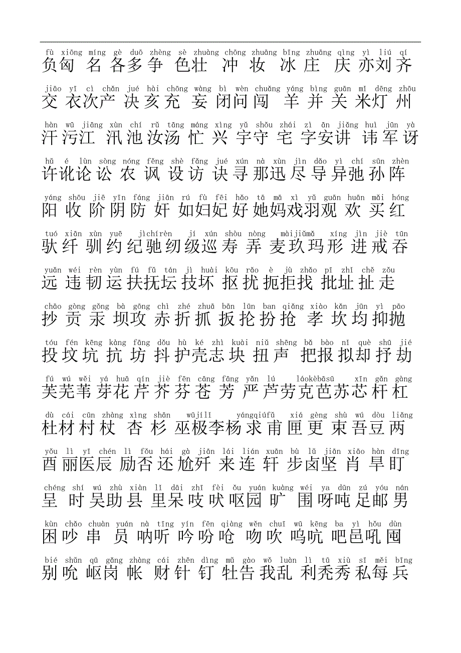 通用汉字表(常用字一二级带拼音)_第3页