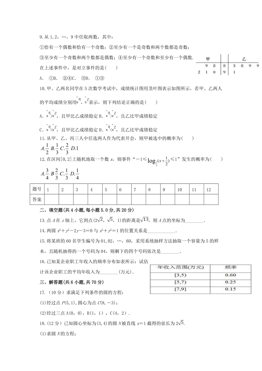 新疆疏勒八一中高一数学下学期期中试题（无答案）_第2页