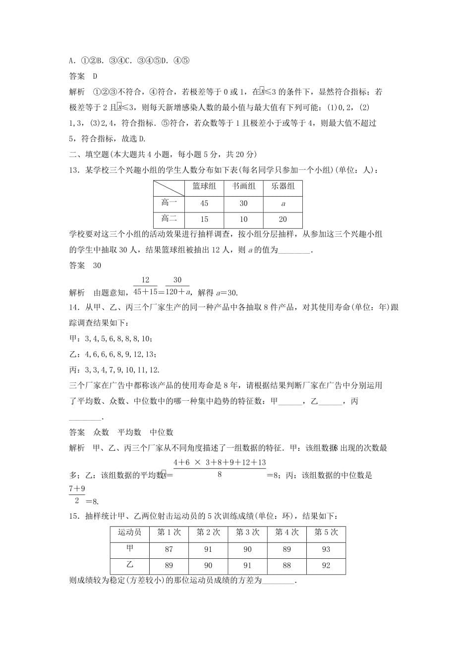 高中数学章末检测试卷（二）（含解析）新人教B版必修3_第5页