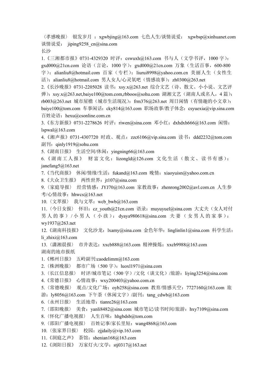 全国各地报纸杂志副刊投稿邮箱一览_第4页