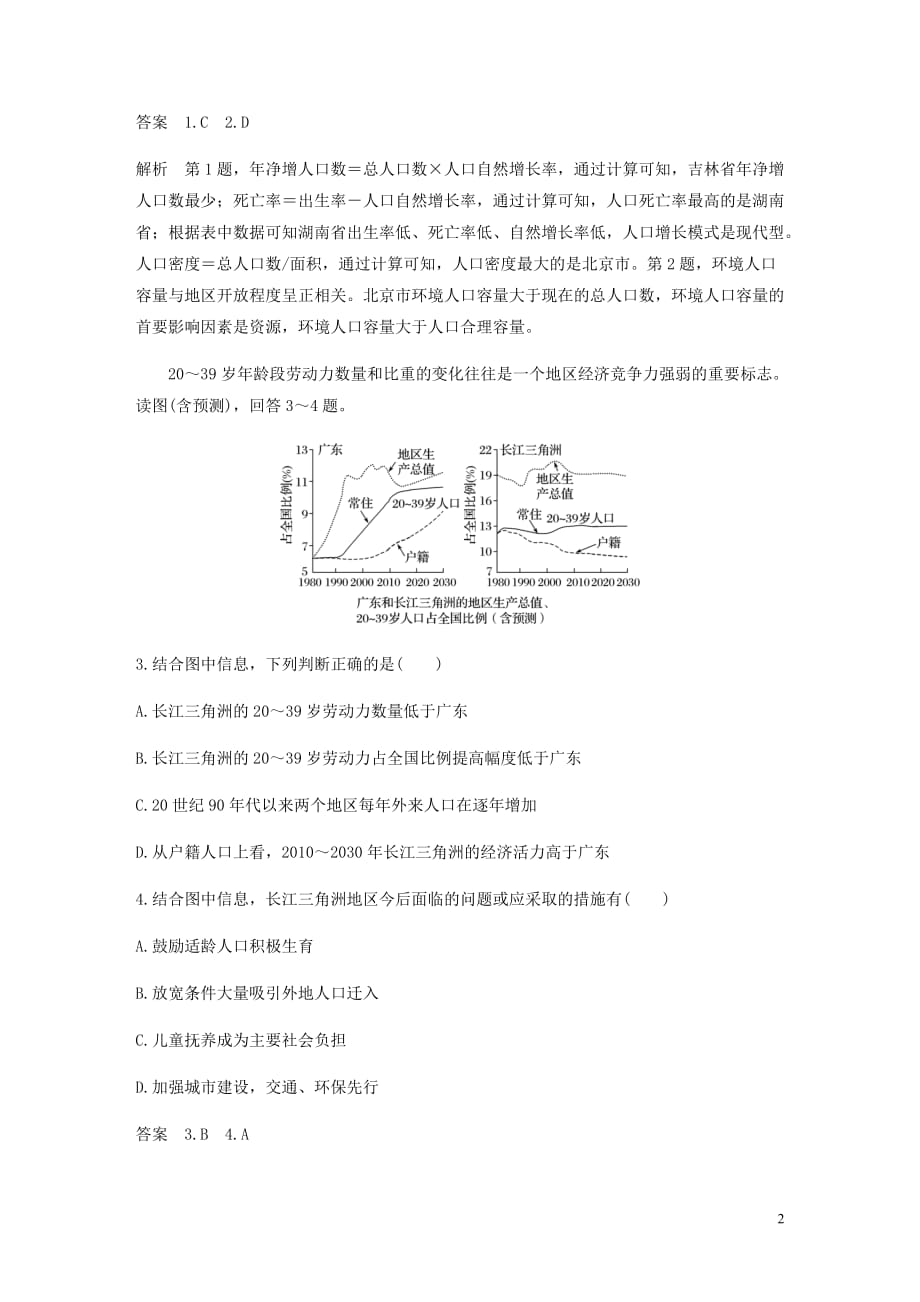 高考地理新导学大一轮复习第二册第二单元城市与地理环境专项突破练5人口和城市讲义含解析鲁教_第2页