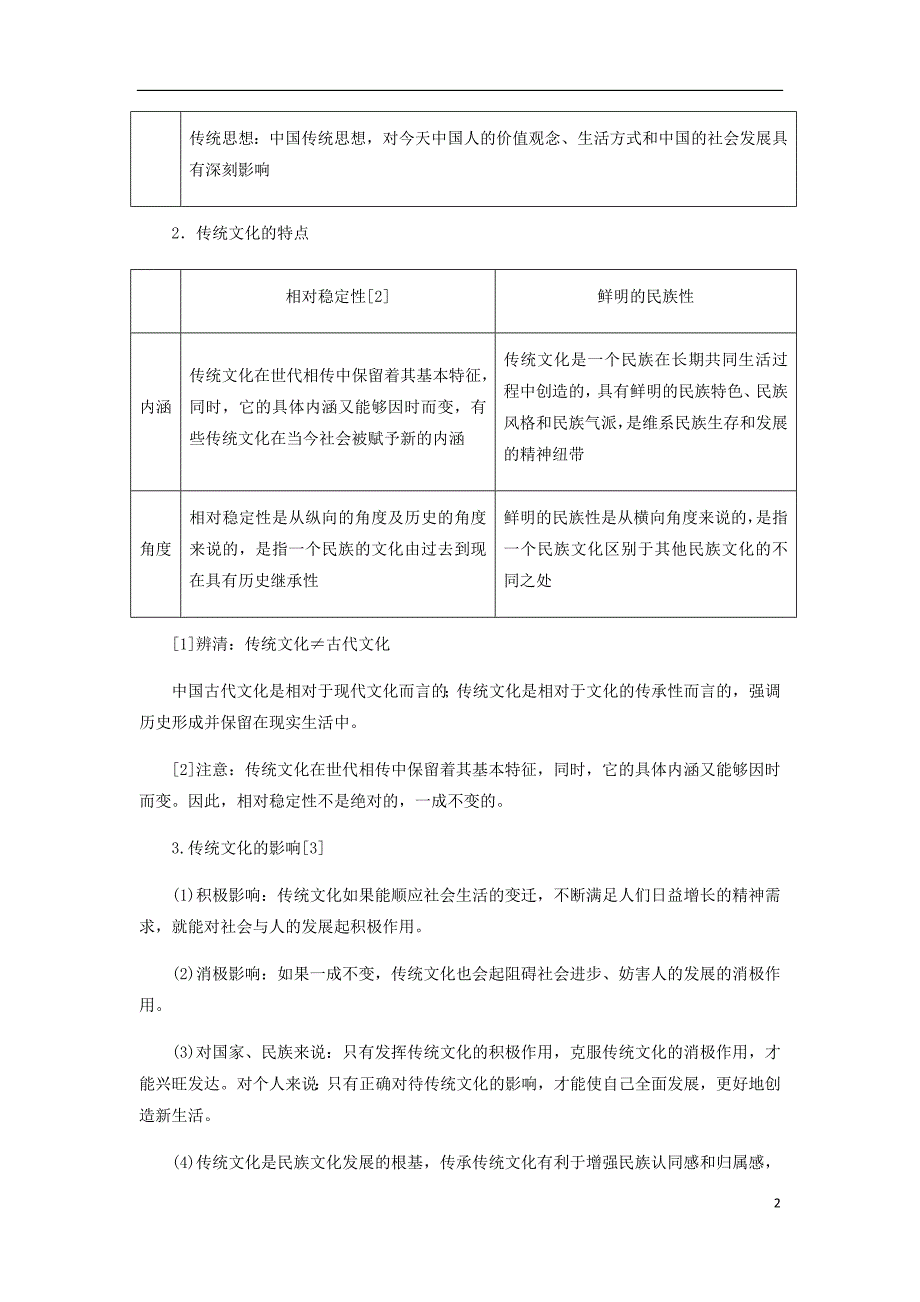 通用高考政治新设计一轮复习第三模块文化生活第二单元文化传承与创新第四课文化的继承性与文化发展讲义_第2页