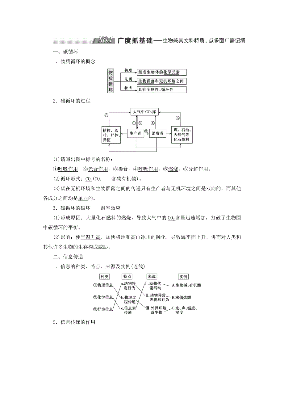 通用版高考生物一轮复习第四单元第2讲生态系统的物质循环信息传递和稳定性学案含解析必修320190517119_第1页