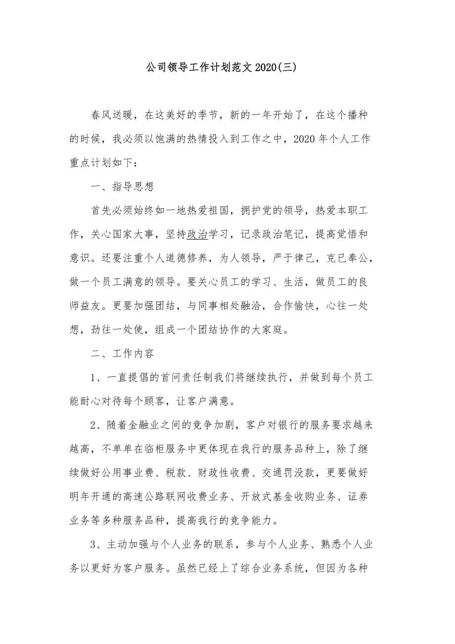 公司领导工作计划范文2020_第5页