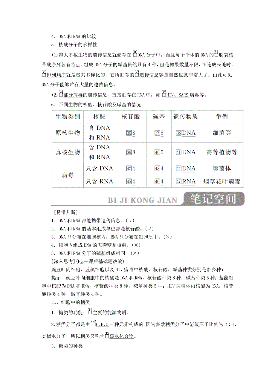 高考生物一轮复习第一单元第4讲核酸、糖类和脂质讲义（含解析）（必修1）_第3页