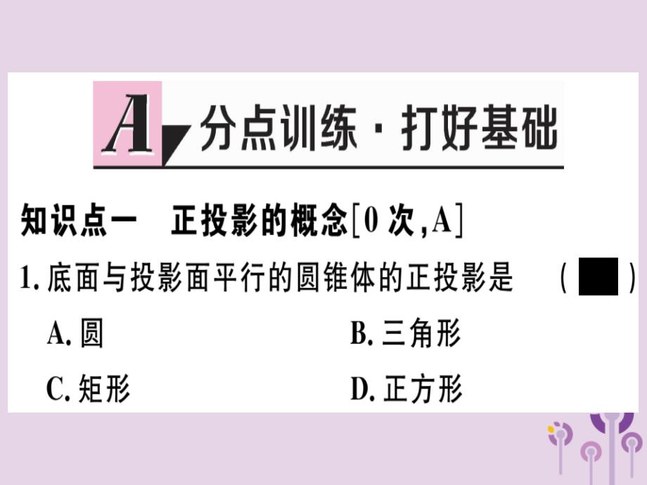 （江西专用）九年级数学下册第二十九章投影与视图29.1投影第2课时正投影习题讲评课件（新版）新人教版_第2页