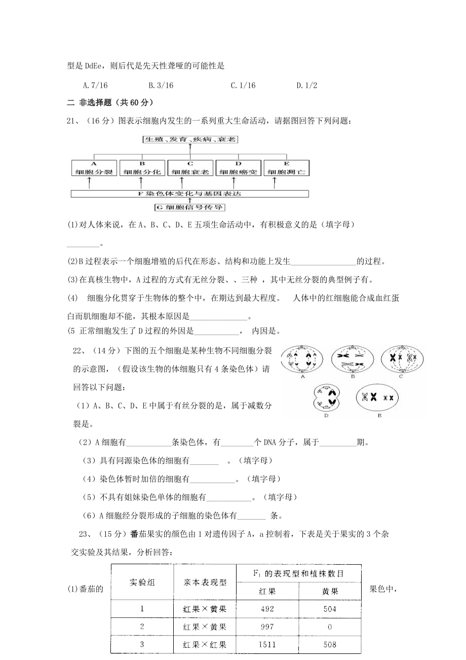 西藏自治区高一生物下学期期中试题_第4页