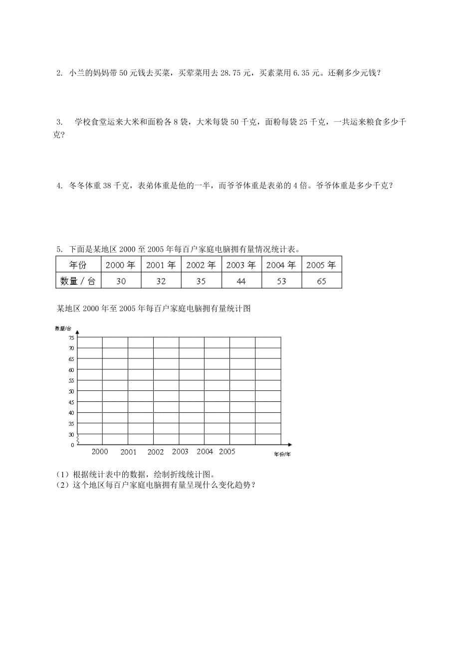 小学数学四年级下册期末试题1_第3页