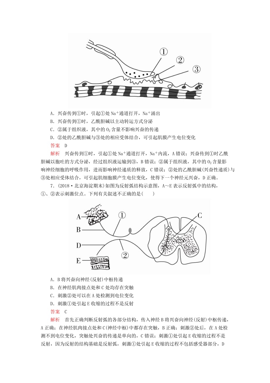 高考生物一轮复习第8单元生命活动的调节第25讲通过神经系统的调节课后作业（含解析）（必修3）_第3页