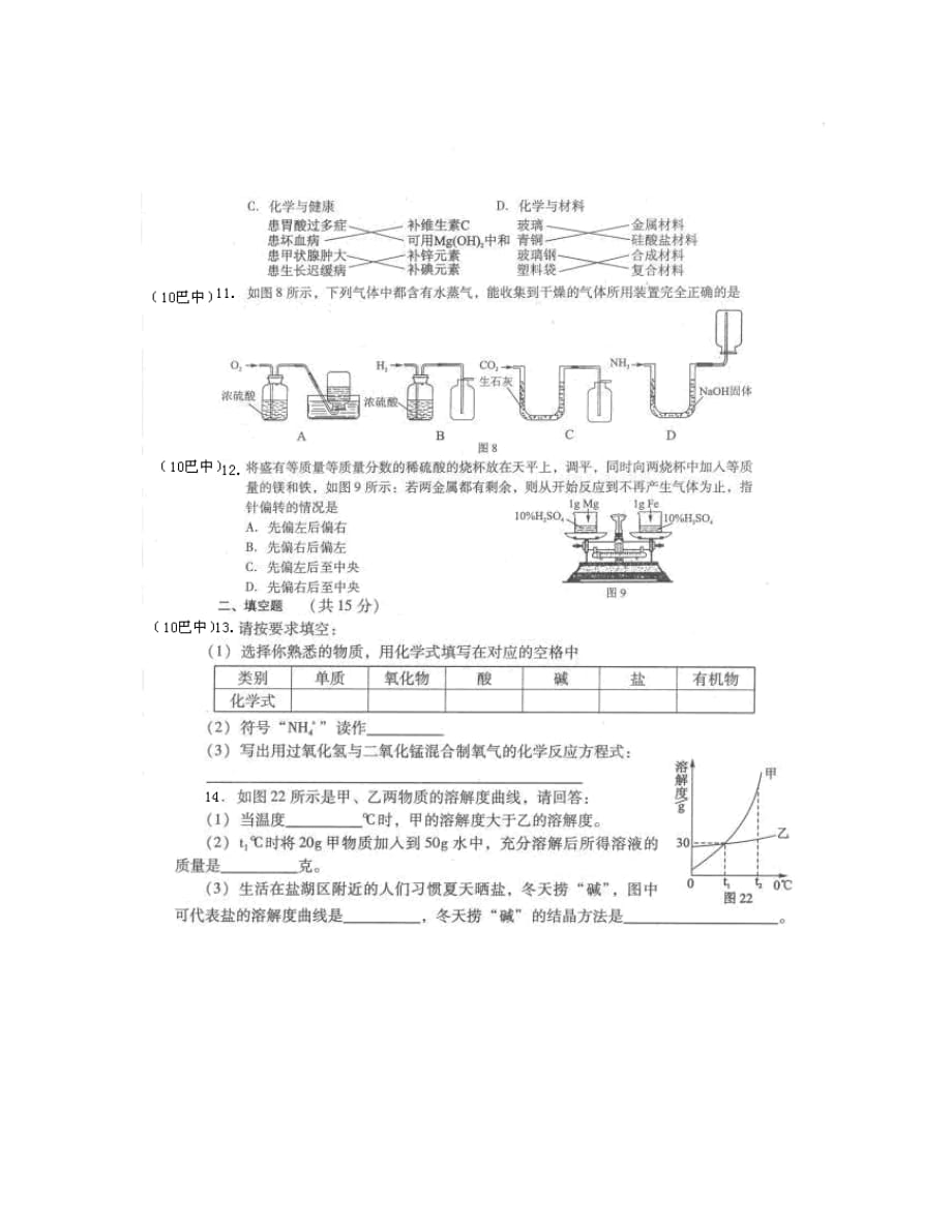 2019年巴中市中考化学试题及答案_第2页