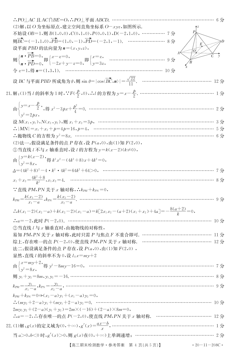 山东省临沂市2020届高三数学上学期期末考试试题（PDF）答案_第4页