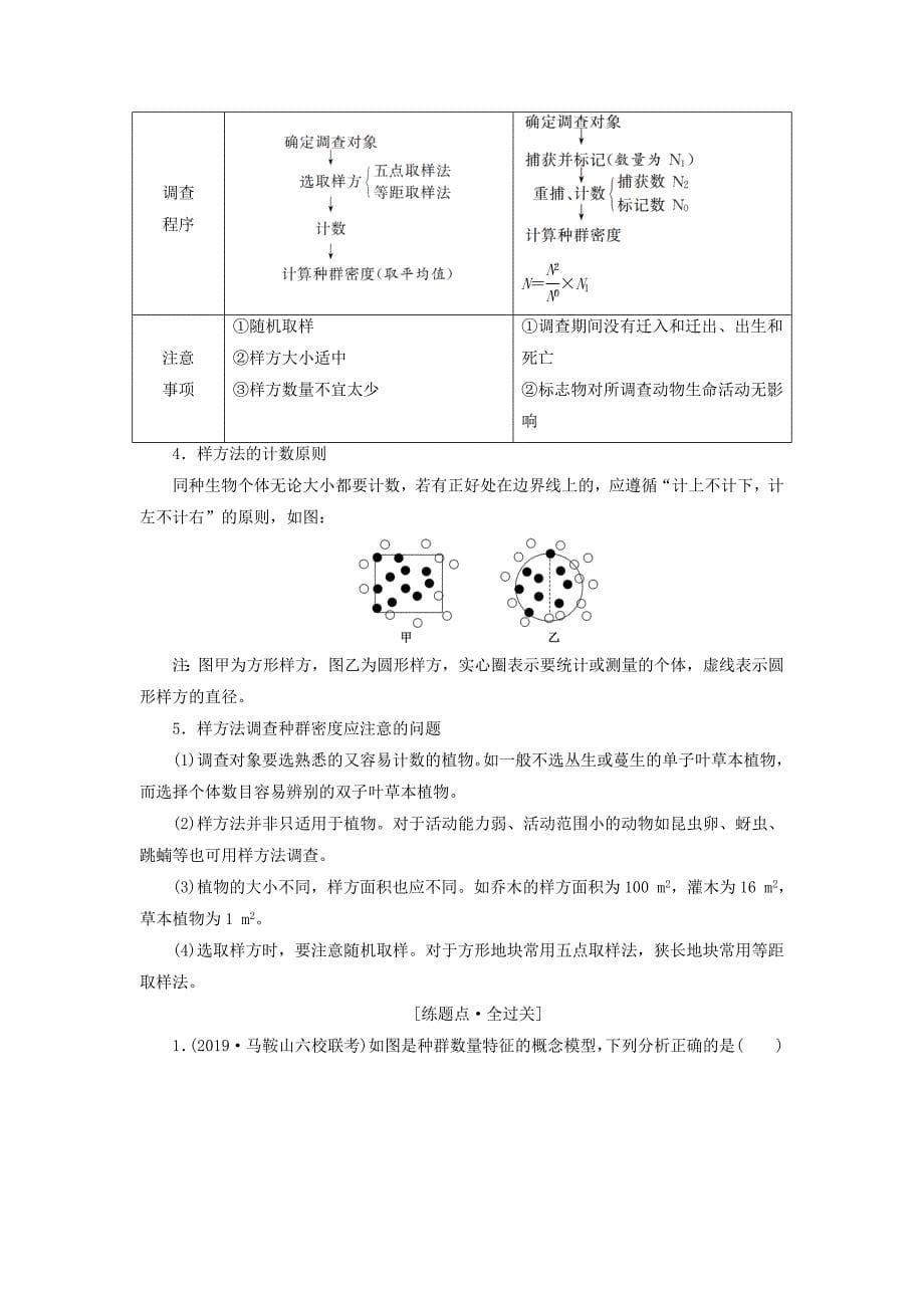 通用版高考生物一轮复习第三单元第1讲种群的特征和数量变化学案含解析必修320190517114_第5页