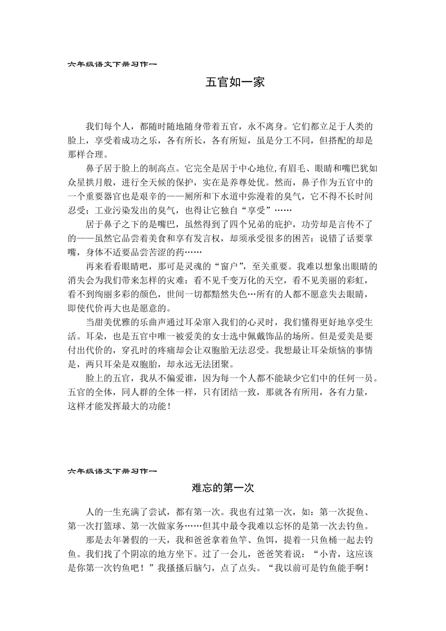 六年级语文下册习作一二.doc_第1页