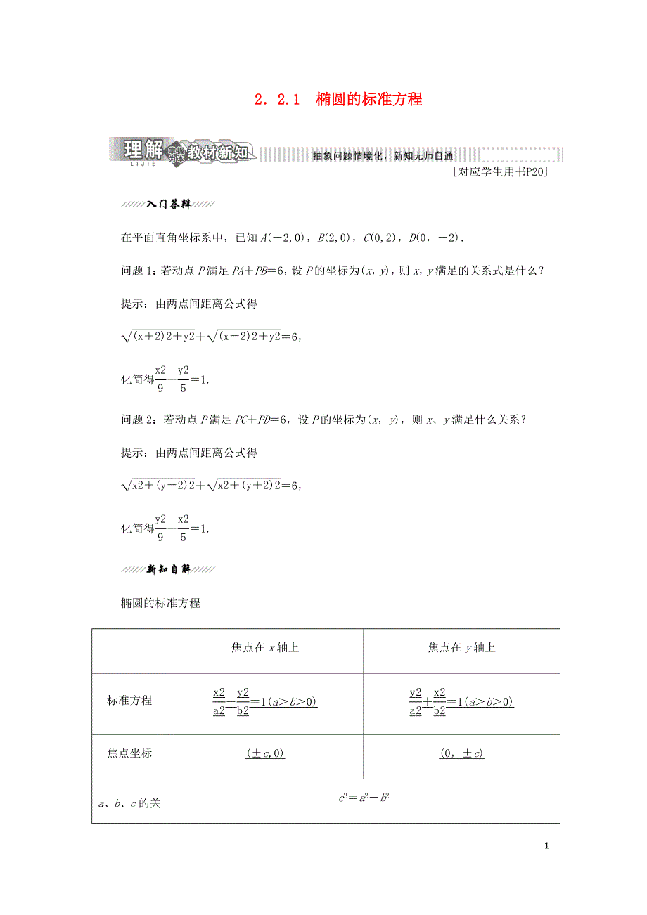 高中数学第1部分第2章圆锥曲线与方程2.2椭圆2.2.1椭圆的标准方程讲义含解析苏教选修2_1_第1页